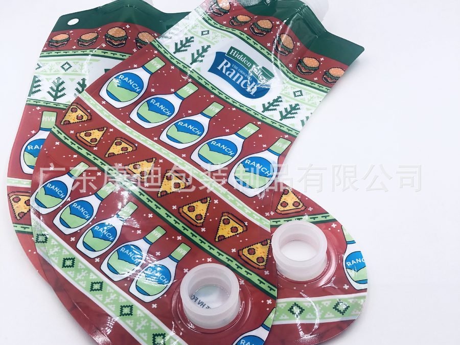 袜形靴形液体阀门袋 3L红酒彩印包装袋