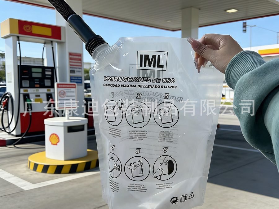 5L带导流管阀门袋,大口径防爆液体自立包装
